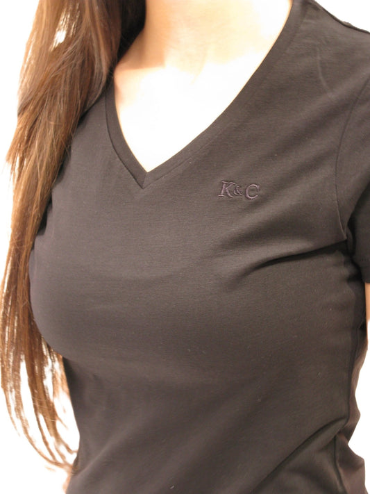 KING & COUNTRY V Neck Athletic Fit Contoured Women`s T Shirt - Black - King & Country - T Shirt