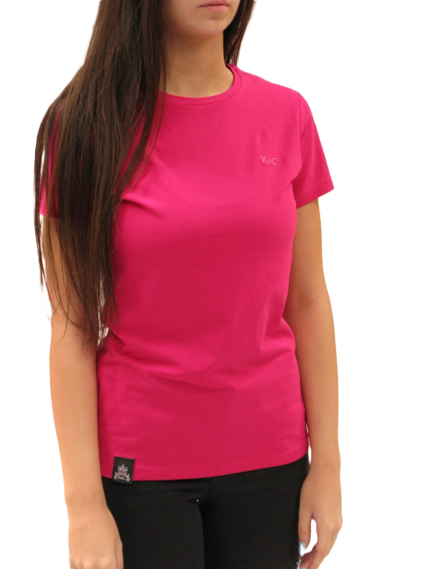 KING & COUNTRY Crew Neck Athletic Fit Contoured Women`s T Shirt - Fushia - King & Country - T Shirt