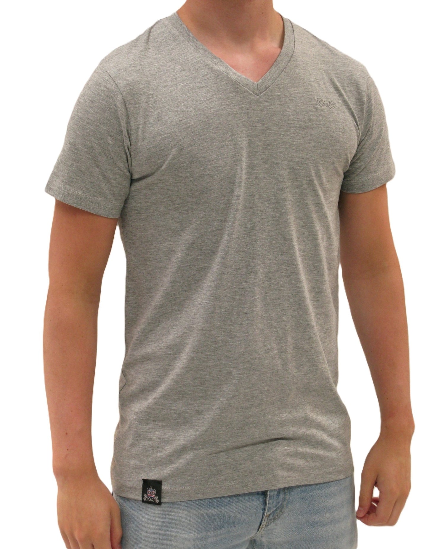 KING & COUNTRY V Neck short sleeve active fit T shirt - Heather Grey - King & Country - T Shirt