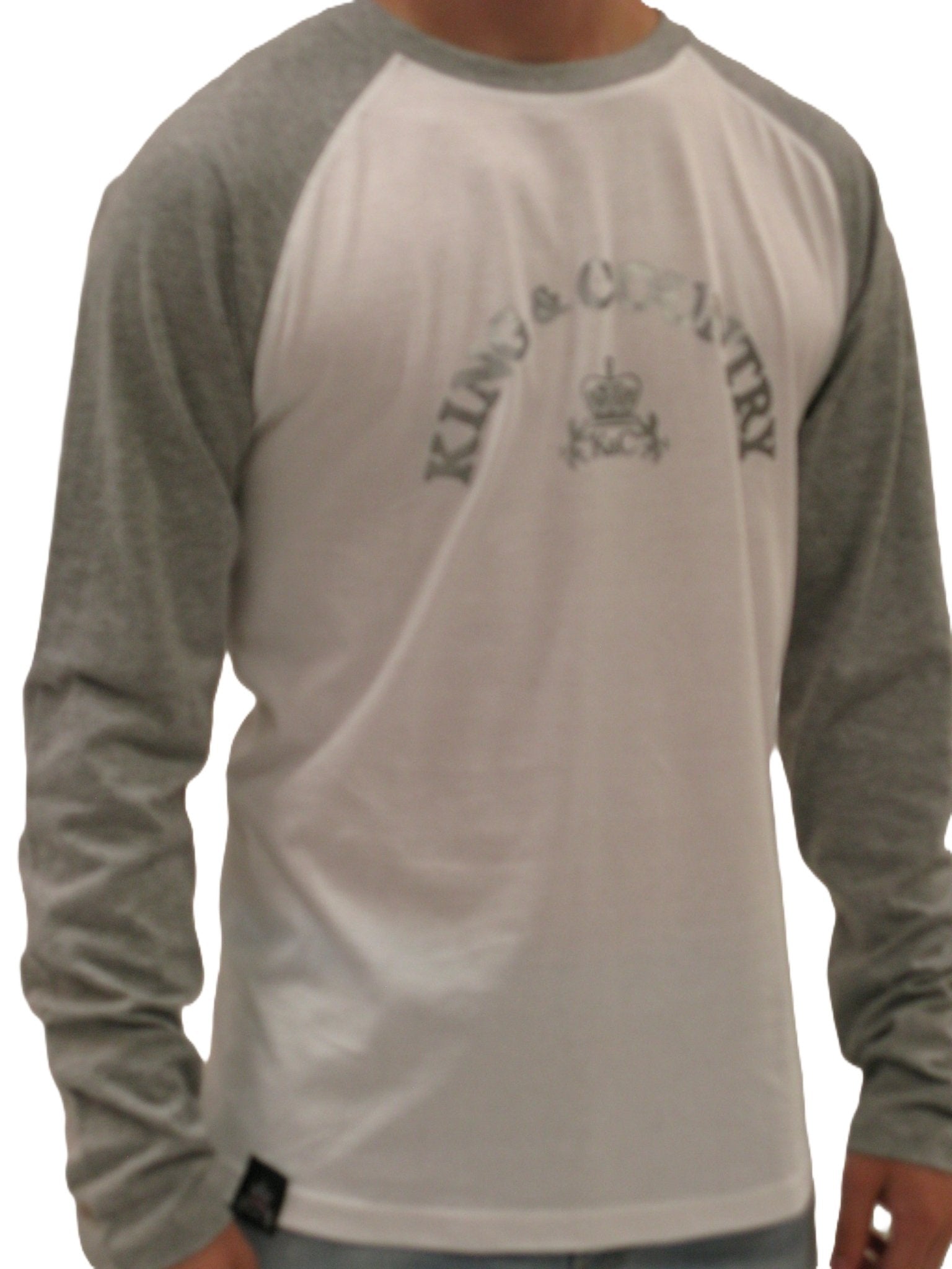 Rival Long Sleeve Contrast T Shirt - White/Grey - King & Country - L/S T shirt