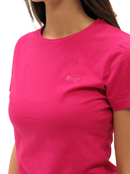 KING & COUNTRY Crew Neck Athletic Fit Contoured Women`s T Shirt - Fushia - King & Country - T Shirt