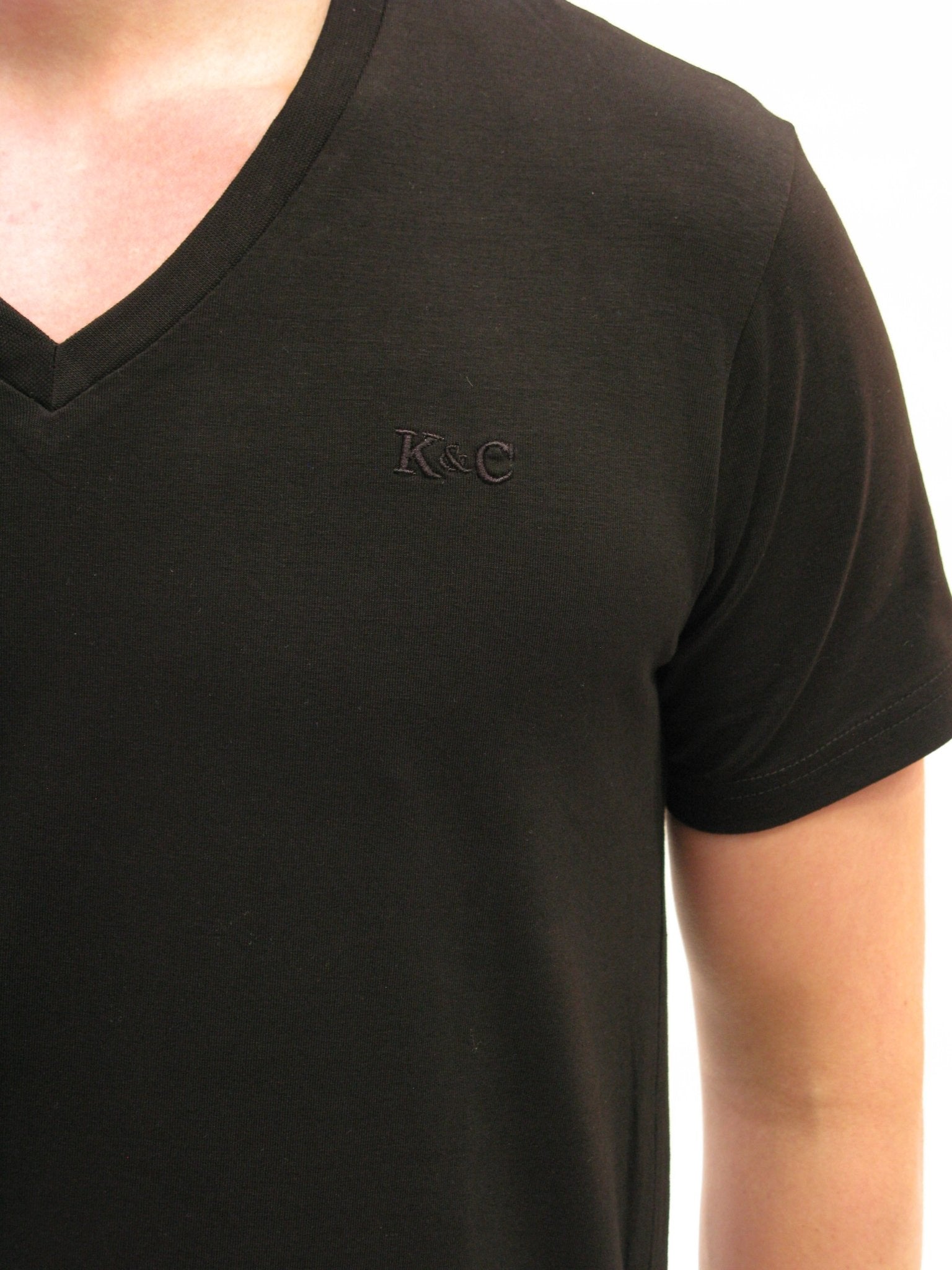 KING & COUNTRY V Neck short sleeve active fit T shirt - Black - King & Country - T Shirt