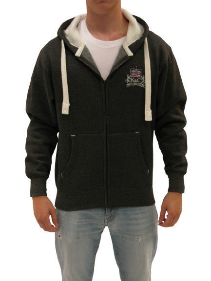 Rival Crest Zip Hoody - Dark Grey - Ecru - King & Country - Hoody