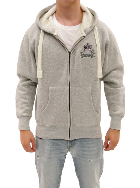 Rival Crest Zip Hoody - Grey/Ecru