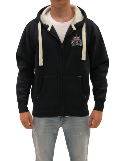 Rival Crest Zip Hoody - Navy/Ecru