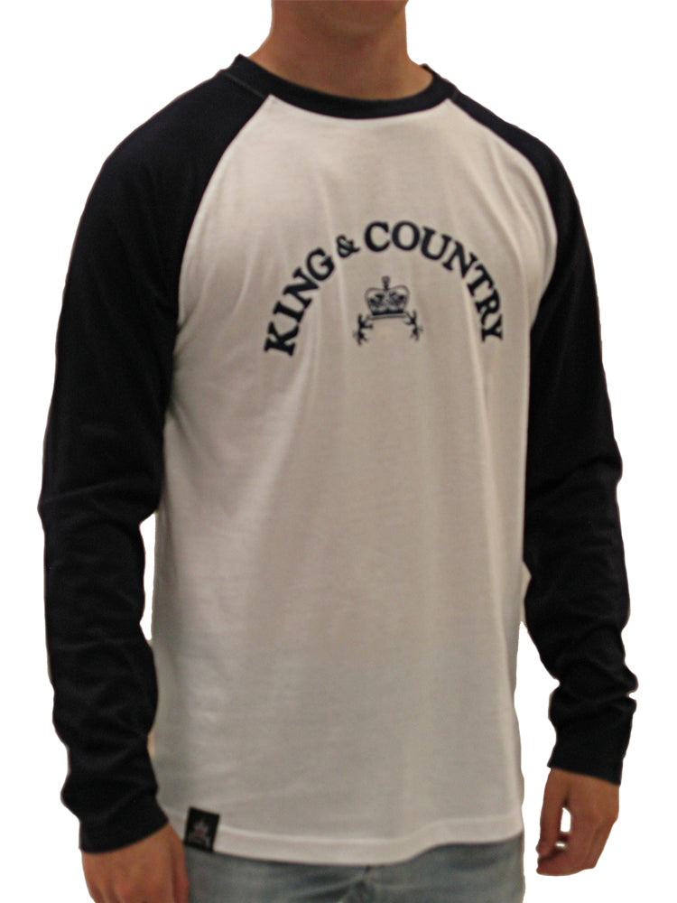 Rival Long Sleeve Contrast T Shirt - White/Navy