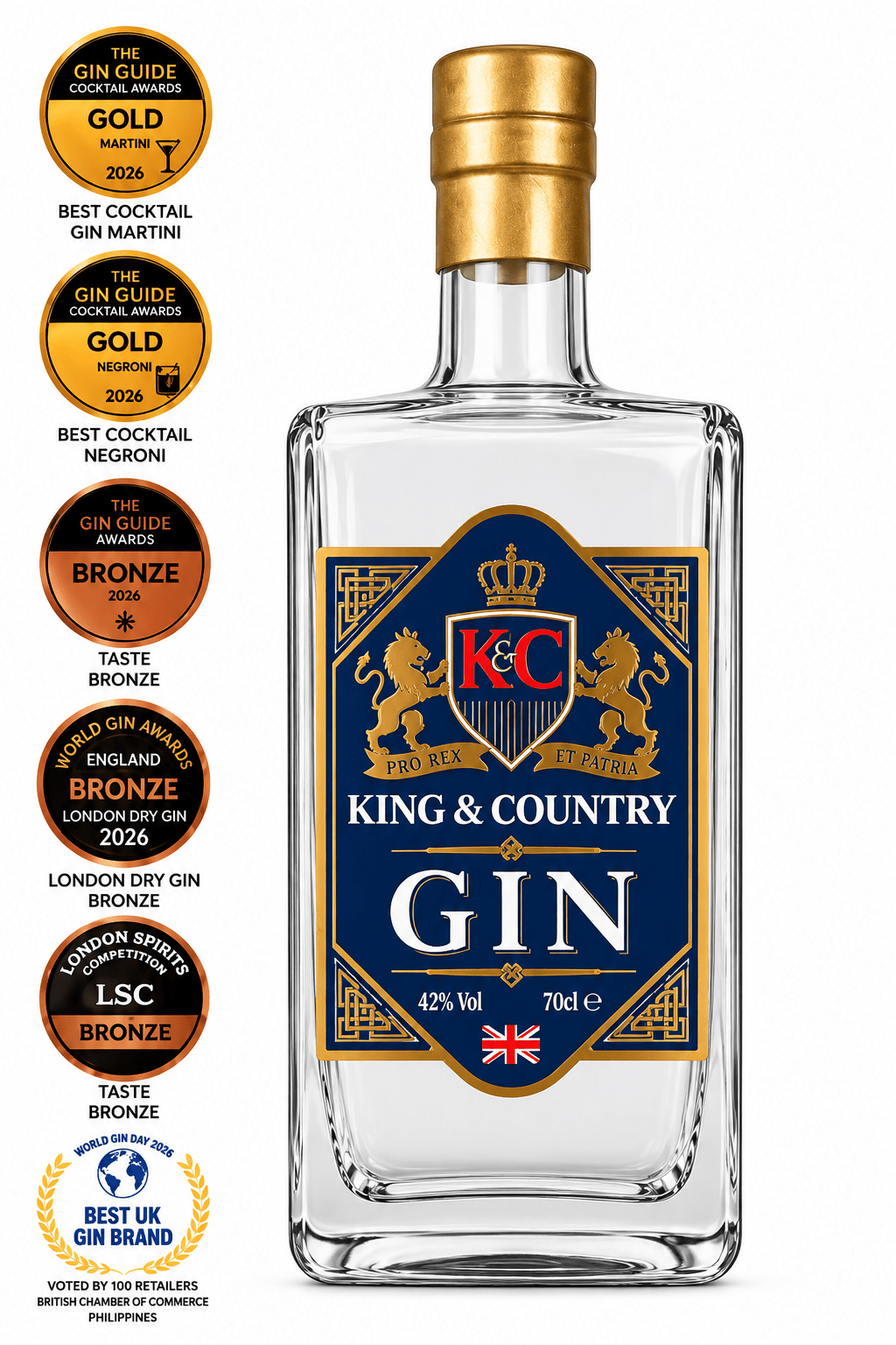 Duo of Gins, King & Country Hand Crafted Premium Award Winning Gin, 70cl - King & Country - Beverage